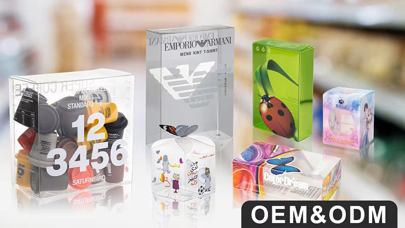 What are the advantages of using clear plastic boxes for product display?